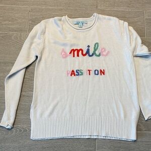 Blue Sol Women's White Sweater - Smile Pass It On Design Sz Large
